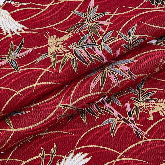 Japanese Style Cotton Fabric Clothing Accessories Crane Pattern Dark Red 1000x1500x0.2mm