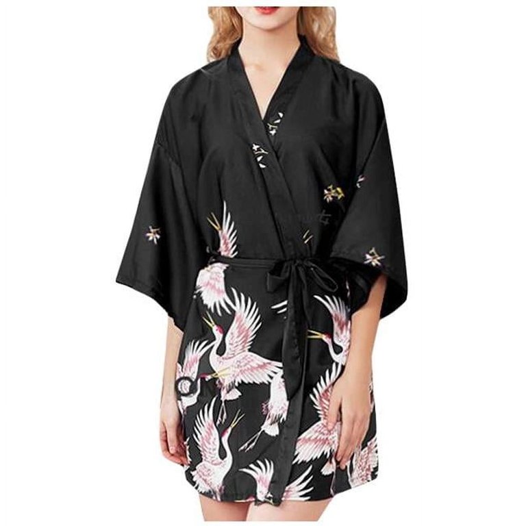 Japanese Style Crane Kimono Pajamas Yukata Bathrobes Bridal Bridesmaid Nightgowns, Black - Walmart.com Japanese Style Crane Kimono Pajamas Yukata Bathrobes Bridal Bridesmaid Nightgowns, Black - Walmart.com