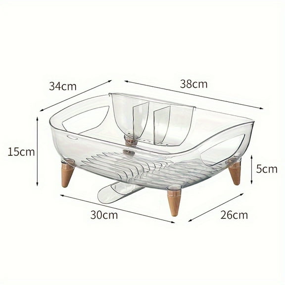 Japanese Style Dish Drying Rack, Space-Saving Kitchen Counter Dish Drainer with Utensil Holder, Plastic, Home Kitchen Storage Organizer