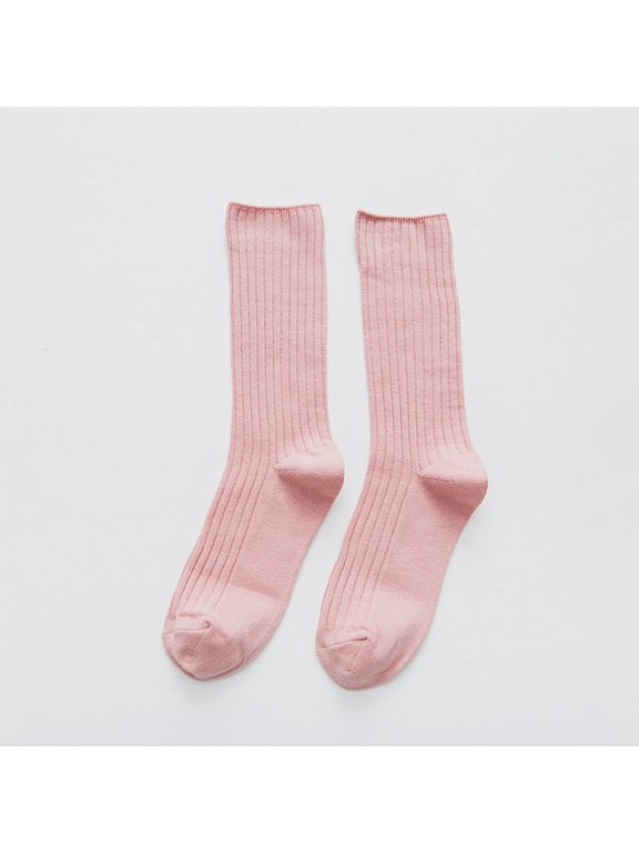 Japanese Style Double Knit Crew Socks for Soft Casual Mid Calf Socks Breathable Everyday Wear Non Comfortable Stretchable Stackable Sock for Girls and Ladies Womens Large Socks Compression