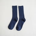 thumbnail image 1 of Japanese Style Double Knit Crew Socks For Everyday Wear With Soft Comfort And Breathable Stretchable Non Design Ideal For Girls And Ladies, Navy, One Size, 1 of 3