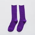 thumbnail image 1 of Japanese Style Double Knit Crew Socks for Daily Leisure Comfort — Breathable Soft Everyday Wear with Non Flexible Fit for Girls Ladies, Purple, 1 of 3