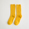 thumbnail image 1 of Japanese Style Double Knit Crew Socks for Daily Leisure Comfort — Breathable Soft Everyday Wear with Non Flexible Fit for Girls Ladies, Yellow, 1 of 3