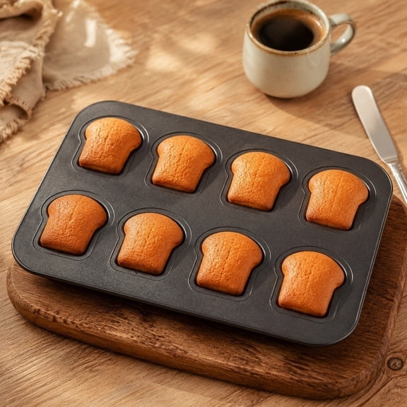 Japanese Style Extra Thick Carbon Steel Non Stick Baking Pan, Cute Bear Pattern 8 Grid Bakeware, Special Kitchen Tool for Household Oven Toast Snack Homemade Baking Making