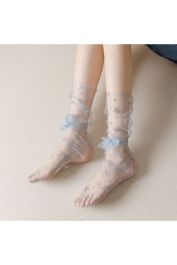 10Pair High Ankle Lace Fairy Style Sheer Socks, Thin, Spring And Summer