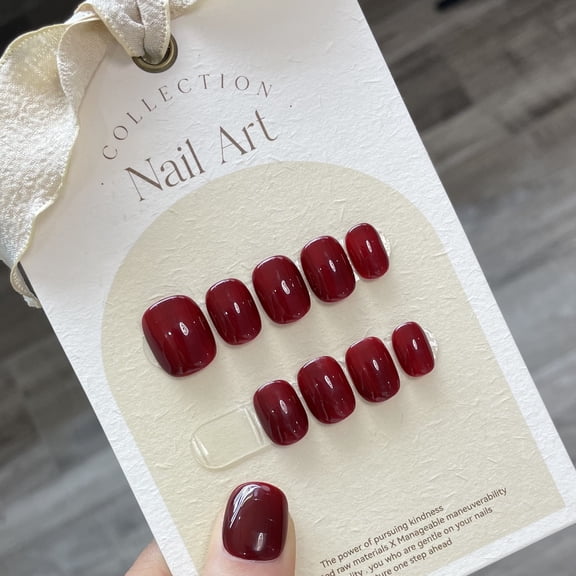 Japanese Style Fake Nail Patch Dark Red