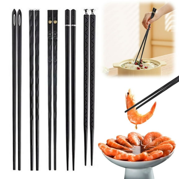 Japanese Style Fiberglass Chopsticks, Dishwasher Safe Reusable Metal Chopsticks with Gift Case, Non-Slip Square Edges for Asian Cuisine & Sushi Clearance!