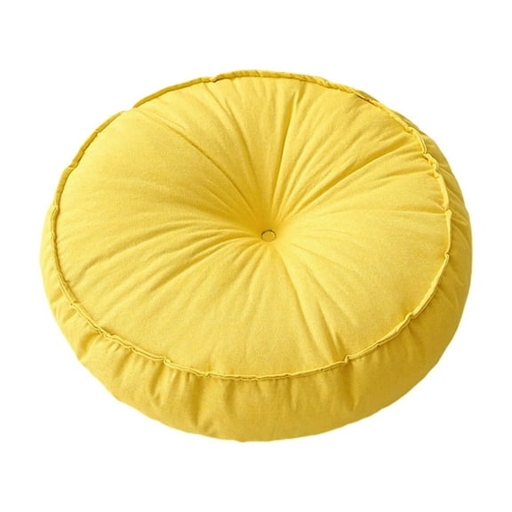 Japanese-Style Floor Cushion with Thick Sponge Filling, Natural Linen Square Pouf for Tatami, Balcony, Window Seat, Meditation, and Floor Sitting, 17.72 x 17.72 Inch