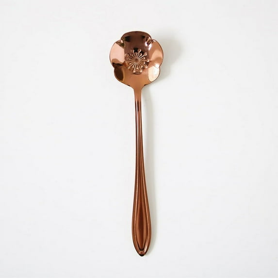 Japanese Style Flower Stainless Steel Solid Color Iced Tea Spoon, Coffee Spoon, Ice Cream Spoon Cocktail Stirring Spoon