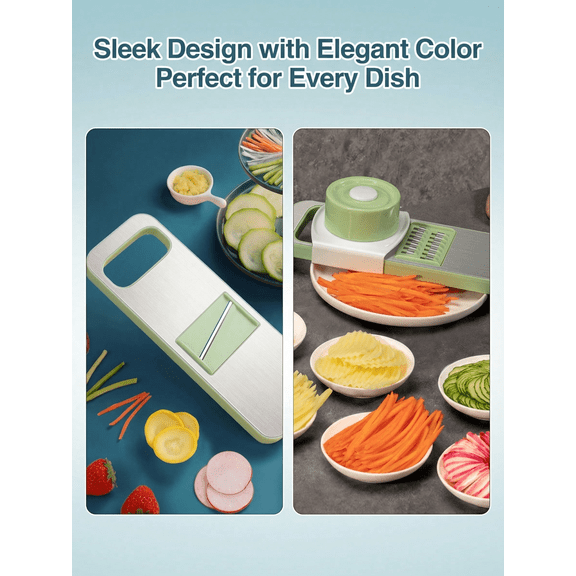 Japanese-Style Gramercy Adjustable Mandoline Food Slicer, Equipped with 6 Japanese Stainless Steel Blades, Multifunctional Kitchen Mandolin Cutter for Potato, Tomato, Carrot, Onion, Cucumber and Zucc