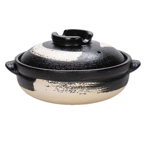 Japanese Style Hand-Painted Clay Casserole, Household Earthen Stew Pot, High Temperature Resistant Soup Pot for Gas Stove, Home Kitchen Cooking