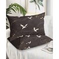 thumbnail image 1 of Japanese Style King Pillow Cases Set of 2 - Microfiber Bed Throw Pillow Covers, Vintage Cranes Ocean Wave Black Grey Decorative Lumbar Pillow Cover with Envelope Closure for Sofa/Travel 20"x36", 1 of 6