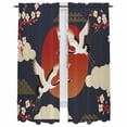 thumbnail image 1 of Japanese Style Kitchen Curtain for Berdoom Living Room Cafe 72 Inch Length, Modern Cranes Cherry Flower Wave Red Blue Tiers Curtains Light Filtering Drapes Window Treatment 2 Panels 52"Wx72"L, 1 of 8