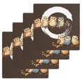 thumbnail image 1 of Japanese Style Kitchen Dish Towels for Drying Dishes Set of 4, Dark Brown Rustic Owl Birds Tree Branches Waffle Weave Microfiber Hand Tea Bathroom Towels Quick Dry & Absorbent Towel 12x12, 1 of 7