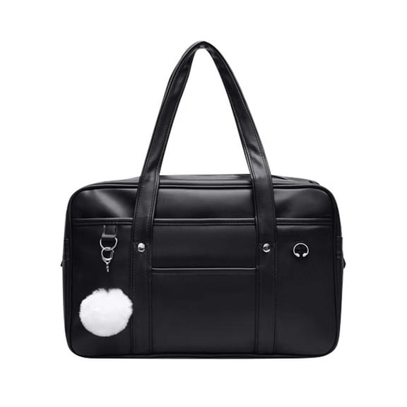 Japanese Style Large Capacity PU Leather Computer Bag Portable Zipper Handbag With Dedicated Headphone Port For Students And