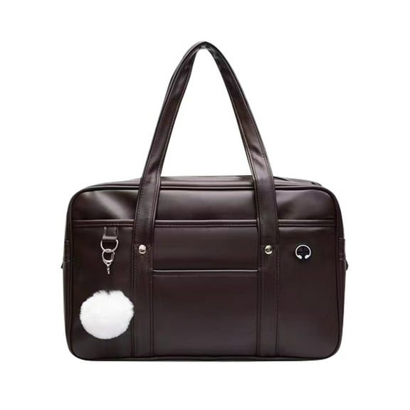 Japanese Style Large Capacity PU Leather Computer Bag Portable Zipper Handbag With Dedicated Headphone Port For Students And