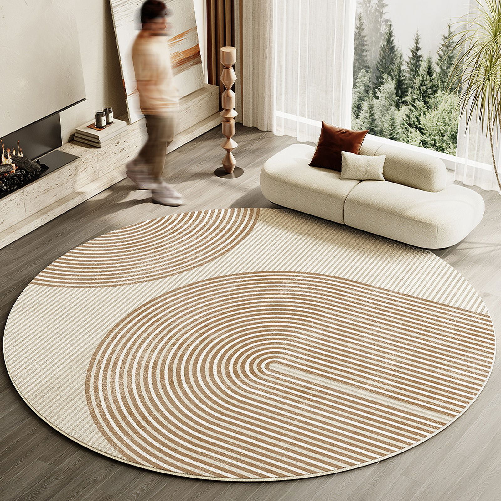 Simplistic Rugs Japanese Japanese Style Living Room ration Striped Carpet Home Round Anti-slip ...