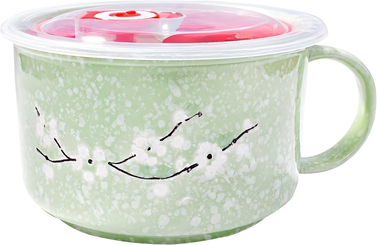 Japanese Style Microwavable Ceramic Noodle/Soup Bowl with Lid Cyan