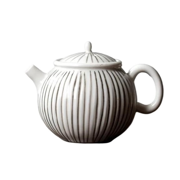 Japanese Style MiniMalist HouseHold Kung Fu Set Making Small White Glazed Vertical Patterned CeramiC Tea Pot