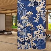 Japanese Style Noren Doorway Curtains, Blue Linen Long Type Door Hanging Tapestries for Home Decoration,33.5 x 59 inch