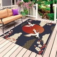 thumbnail image 1 of Japanese Style Outdoor Rug 3x5 Ft, Non Slip Washable Area Rug, Modern Cranes Cherry Flower Wave Red Blue Patio Rugs Carpet Runner, Large Floor Mat for Indoor/Outdoor Deck Porch Camping, 1 of 8