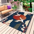 thumbnail image 1 of Japanese Style Outdoor Rug 5x8 Ft, Non Slip Washable Area Rug, Modern Cranes Cherry Flower Wave Navy Blue Patio Rugs Carpet Runner, Large Floor Mat for Indoor/Outdoor Deck Porch Camping, 1 of 8
