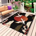 thumbnail image 1 of Japanese Style Outdoor Rug 5x8 Ft, Non Slip Washable Area Rug, Modern Cranes Cherry Flower Wave Red Brown Patio Rugs Carpet Runner, Large Floor Mat for Indoor/Outdoor Deck Porch Camping, 1 of 8