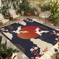 thumbnail image 1 of Japanese Style Outdoor Rug for Patio/Deck/Porch, Non-Slip Large Area Rug 3 x 5 Ft, Modern Cranes Cherry Flower Wave Red Blue Indoor Outdoor Rugs Washable Area Rugs, Camping Rug Carpet Runner, 1 of 8