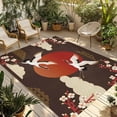 thumbnail image 1 of Japanese Style Outdoor Rug for Patio/Deck/Porch, Non-Slip Large Area Rug 5 x 8 Ft, Modern Cranes Cherry Flower Wave Brown Indoor Outdoor Rugs Washable Area Rugs, Reversible Camping Rug Carpet Runner, 1 of 8