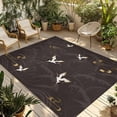 thumbnail image 1 of Japanese Style Outdoor Rug for Patio/Deck/Porch, Non-Slip Large Area Rug 5 x 8 Ft, Vintage Cranes Ocean Wave Black Grey Indoor Outdoor Rugs Washable Area Rugs, Reversible Camping Rug Carpet Runner, 1 of 8