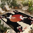 thumbnail image 1 of Japanese Style Outdoor Rug for Patio/Deck/Porch, Non-Slip Large Area Rug 6 x 9 Ft, Modern Cranes Cherry Flower Wave Red Brown Indoor Outdoor Rugs Washable Area Rugs, Camping Rug Carpet Runner, 1 of 8