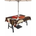 thumbnail image 1 of Japanese Style Outdoor Tablecloth - 54x80 Inch Rectangle Dining Table Cover, Modern Cranes Cherry Flower Wave Brown Waterproof Outdoor Table Cloth with Umbrella Hole & Zipper for Picnic/Patio/Party, 1 of 7