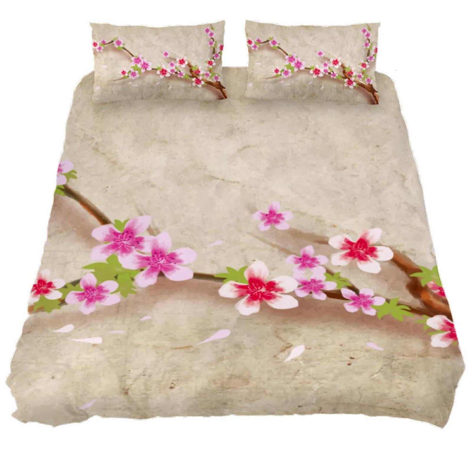Japanese Style Peach Blossom Flower Background Luxury Washed Tencel
