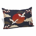 thumbnail image 1 of Japanese Style Pillow Covers, Linen Long Throw Pillow Case, Modern Cranes Cherry Flower Wave Red Blue Holiday Pillow Protector Decorative Cushion Cover for Living Room/Bedroom 12" x 20", 1 of 8
