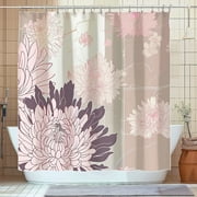 Japanese Style Pink and Gray Chrysanthemum Patterned Shower Curtain with Elegant Design Perfect for Home Decor and Printmaking