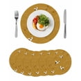 thumbnail image 1 of Japanese Style Round 13 Inch Placemats Set of 6, Vintage Art Cranes Ocean Wave Yellow HeatResistant Non Slip Place Mats for Dining Table, Wipeable Braided Kitchen Table Mats for Housewarming, 1 of 9