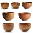 thumbnail image 1 of Japanese Style Round Rice Bowl Tableware Creative Anti-Scalding Sour Date Wooden Soup Noddle Bowl, 1 of 9