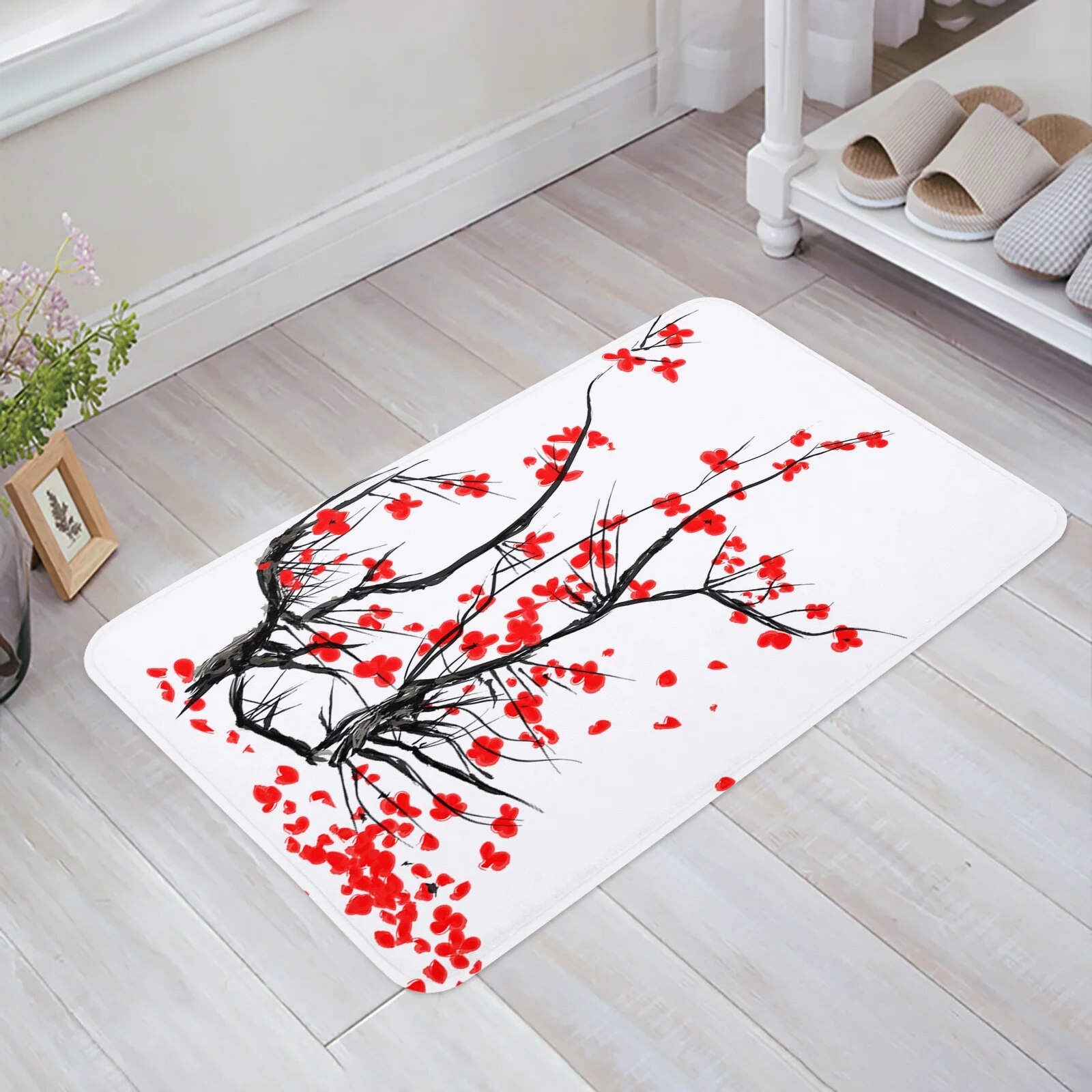 Japanese Style Sakura Texture Kitchen Doormat Bedroom Entrance Door Mat