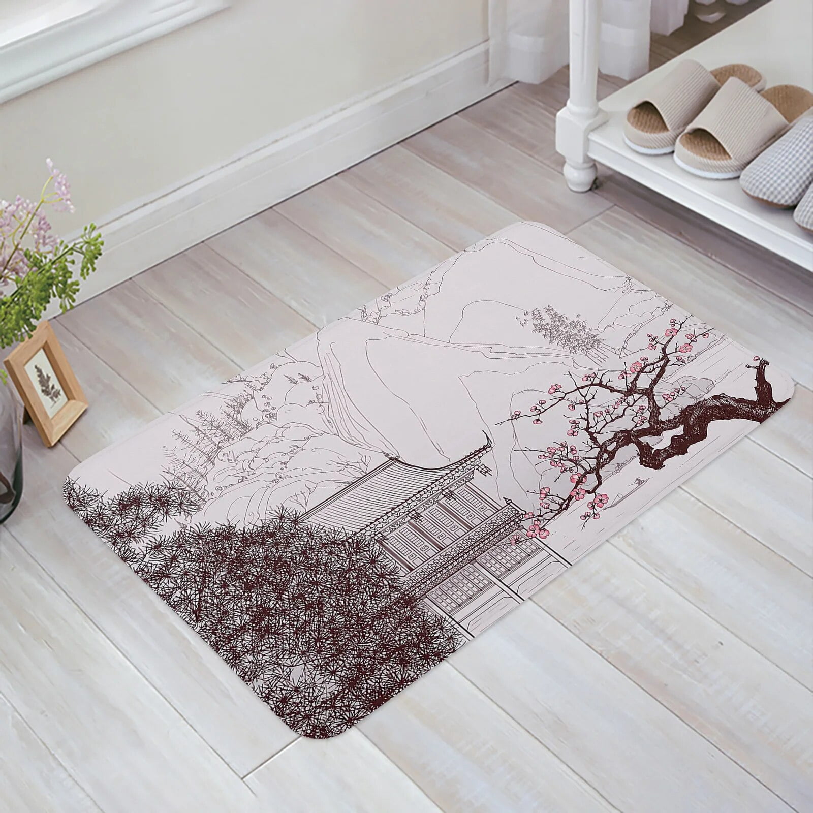 Japanese Style Sakura Texture Kitchen Doormat Bedroom Entrance Door Mat