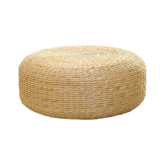 Japanese Style Seating Cushion Rattan Floor Pillow Yoga Japanese Style Leisure Handcrafted Woven Futon Seat Cushion for Office Tea Ceremony 40cm diameter