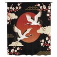 thumbnail image 1 of Japanese Style Sheer Curtains 45 Inches Long, Modern Cranes Cherry Flower Wave Red Brown Light Filering Curtains, Breathable Simi Curtain Privacy Drapes for Kitchen Bathroom Small Window Treatment, 1 of 9