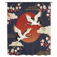 thumbnail image 1 of Japanese Style Sheer Curtains 54 Inches Long, Modern Cranes Cherry Flower Wave Red Blue Light Filering Curtains, Breathable Simi Curtain Privacy Drapes for Kitchen Bathroom Small Window Treatment, 1 of 9
