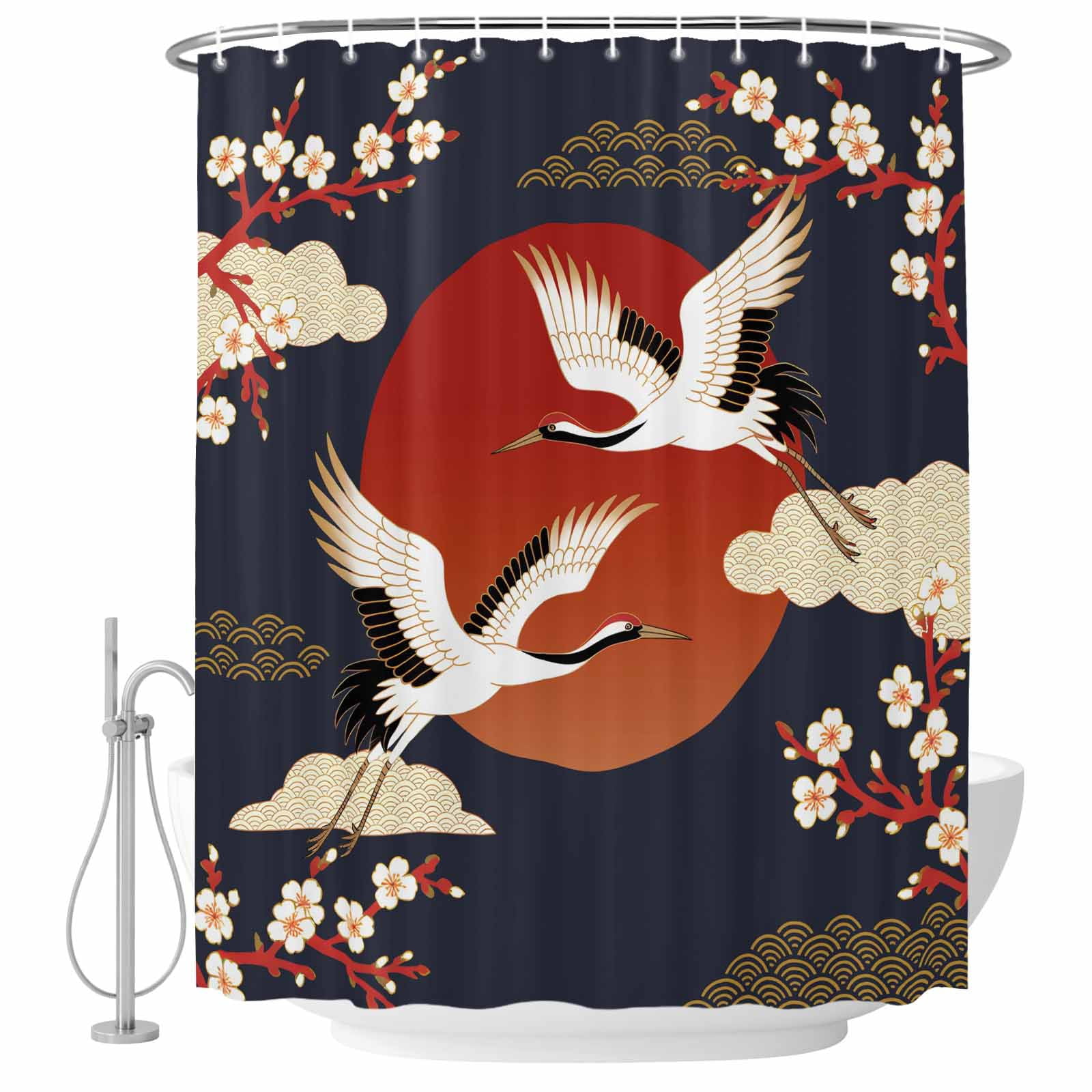 Japanese Style Shower Curtain, Waterproof Shower Curtains for Bathroom