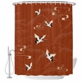 thumbnail image 1 of Japanese Style Shower Curtain, Waterproof Shower Curtains for Bathroom, Vintage Art Cranes Ocean Wave Red Washable Fabric Bathtub Curtain Set Bath Decor with 12 Hooks Long 72"x84", 1 of 8