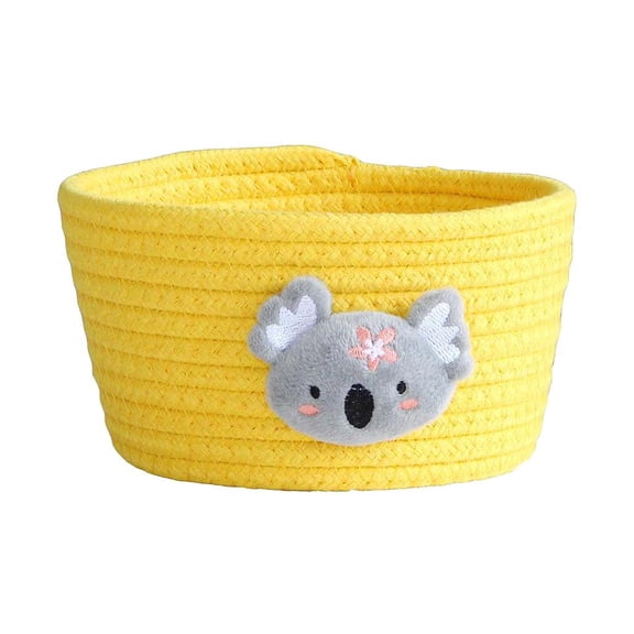 Japanese Style Storage Basket Desktop Toys Makeup Brushes Organizer Box with Cartoon Figure - Yellow Koala