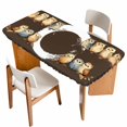 thumbnail image 1 of Japanese Style Table Cloths for 3 Foot Rectangle Tables, Dark Brown Rustic Owl Birds Tree Branches Patio Waterproof Elastic Fitted Tablecloths, Washable Rectangular Table Cover for Camping, 1 of 8