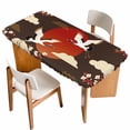 thumbnail image 1 of Japanese Style Table Cloths for 3 Foot Rectangle Tables, Modern Cranes Cherry Flower Wave Brown Patio Waterproof Elastic Fitted Tablecloths, Washable Rectangular Table Cover for Camping, 1 of 8