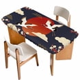 thumbnail image 1 of Japanese Style Table Cloths for 3 Foot Rectangle Tables, Modern Cranes Cherry Flower Wave Red Blue Patio Waterproof Elastic Fitted Tablecloths, Washable Rectangular Table Cover for Camping, 1 of 8