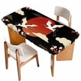 thumbnail image 1 of Japanese Style Table Cloths for 5 Foot Rectangle Tables, Modern Cranes Cherry Flower Wave Red Brown Patio Waterproof Elastic Fitted Tablecloths, Washable Rectangular Table Cover for Camping, 1 of 8