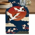 thumbnail image 1 of Japanese Style Table Runner 72 Inches, Modern Cranes Cherry Flower Wave Navy Blue Bed Runner Dresser Scarves Tabletop for Indoor Outdoor Parties/Ceremony/Banquet, 14" x 72", 1 of 8
